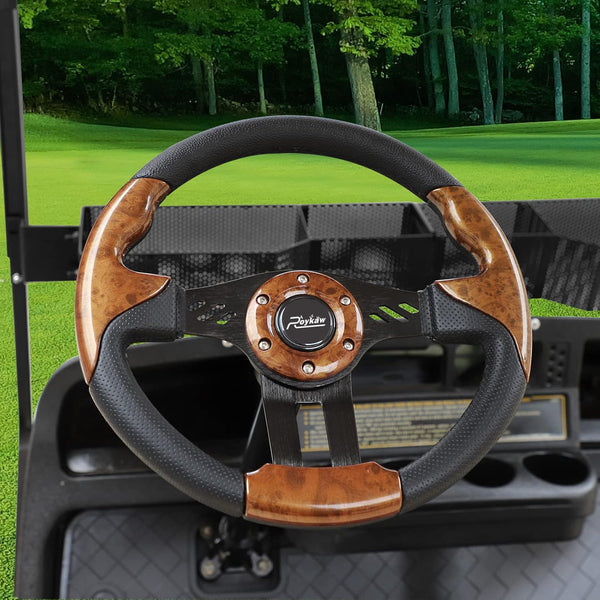 Roykaw Golf Cart Steering Wheel Compatible with EZGO TXT/RXV, Club Car DS/Precedent/Tempo, Yamaha and Most Golf Cart