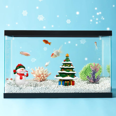 POPETPOP 2Pcs Christmas Aquarium Decorations, Resin Ornament Fish Tank Decoration Micro Landscape for Holiday