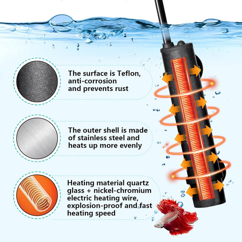 hygger Mini Submersible Aquarium Heater, 75W Digital Display for Turtle and Betta Tank