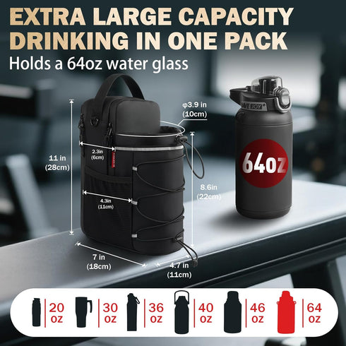 4KG Magnetic Gym Bags with Water Bottle Holder, Non-Slip Strong Magnetic Gym Water Bottle Bag, Crossbody Sling Pouch