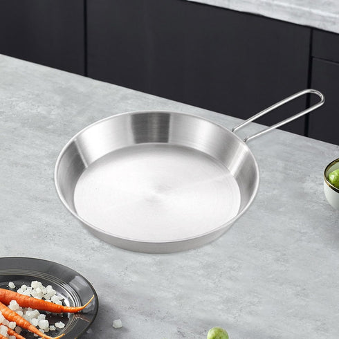 20cm Vaveren Stainless Steel Camping Fry Pan Cookware Foldable Handle Easy to Clean Multipurpose Outdoor Cooking