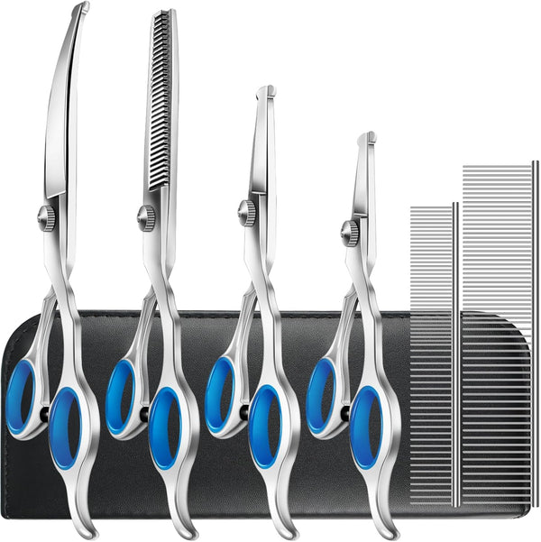 Niura 7 in 1 Professional Pet Grooming Kit - Grooming Scissors Set for Dogs & Cats