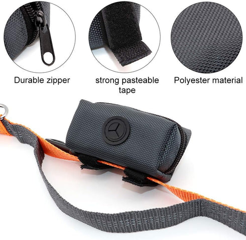 SLSON Pet Waste Bag Dispenser, Lightweight Zippered Pouch, Portable Dog Poop Bag Holder, Dark Grey