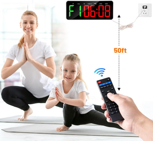 Faweskiy Count Upgraded Gym Timer Clock for Tabata/FBG/EMOM - Large Workout Clock for Home Gym with Remote Control