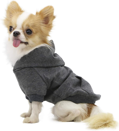 LOPHIPETS Dog Cotton Hoodies Sweatshirts for Small Dogs, Cold Weather Coat for Chihuahua Puppy - Charcoal/S