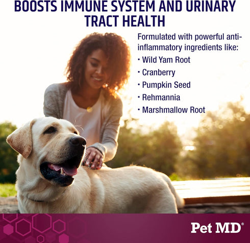 Pet MD Bladder Support Plus Cranberry for Dogs, Supports Bladder Control & Urinary Tract Health, 60 Count