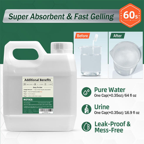 ACTICLEAR 2/4lb 60-Second Pee Powder Gel - Rapid Absorption & Odor Neutralizer for Portable Toilets, Camping