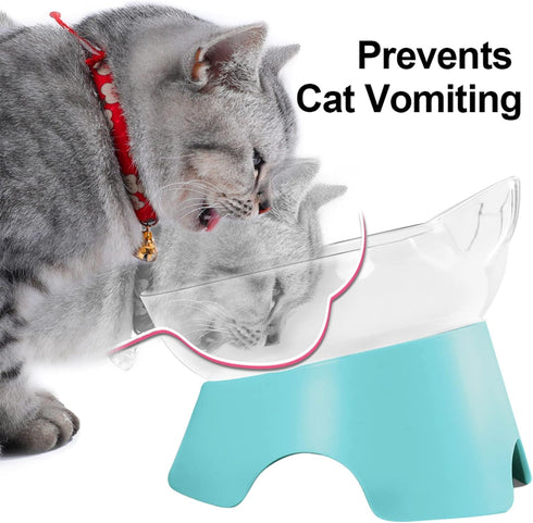 MILIFUN Cat Bowls, Cat Food Bowls Elevated Tilted, Anti Vomiting Kitty Bowls for Puppy and Bunny, Orthopedic Cat Bowls for Indoor Cats.(Blue)