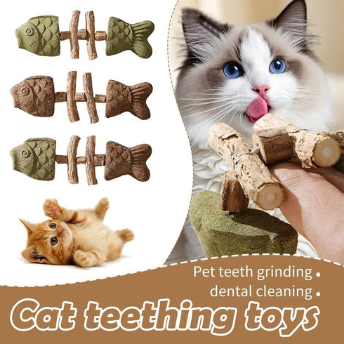 Generic 2026 New Creative Fish Bone Cat Toy,Purrident - Fix Your Cats Dental Health,Cat Chew Toys,Wooden Catnip Teeth