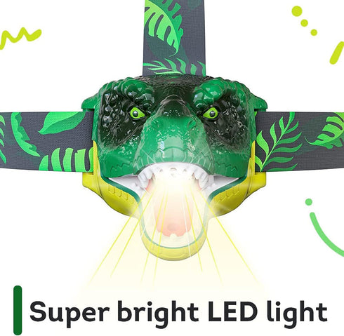 Skywin Dinosaur Headlamps for Kids, Roaring T-Rex LED Flashlights, Essential Camping Gear for Boys and Girls, Ideal Gift