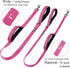 VIVAGLORY Traffic Handle Dog Leash, Two Padded Soft Handles, Strong Reflective & Metal Hook Training Lead