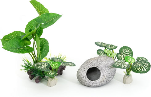 Aquarium Plants, 6.6 Inch Plastic Artificial Plant, Goldfish Stone Cave for Betta Fish Hides/Rest