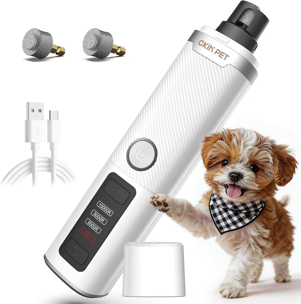 Ckin pet Dog Nail Grinder, Quiet Electric Dog Nail Trimmer with 2 LED Lights,