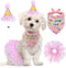 SCENEREAL Dog Birthday Bandana with Hat and Dress Girl Set, Cute Pink Tutu Skirt Outfit for Small Medium Large Dogs