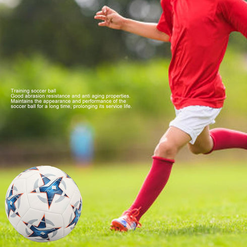 Size 5 Soccer Ball, PU Leather, High Resilience Abrasion, Professional Adult Youth Football Lover Training