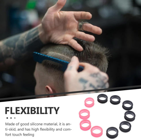 10pcs Silicone Scissor Finger Rings, Professional Shear Protectors for Hairdressing and Pet Grooming, Anti-skid Design