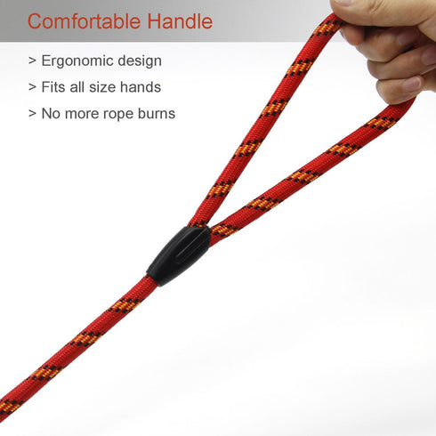 Red Brand 5 FT Adjustable Nylon Dog Rope Leash for Small Medium Dogs, 10-80 lb Walking