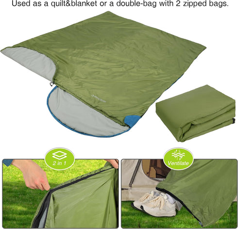 REDCAMP Ultra Lightweight Sleeping Bag for Backpacking, Warm Weather Comfort for Adults with Compression Sack
