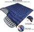 REDCAMP Flannel Sleeping Bag for Adults, Comfortable Cotton with Detachable Hood, Red/Grey/Blue for Camping