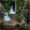 2Pcs Asian Japanese Sandstone Sitting Fishing Figurines, Mini Fisherman Statue Vintage Ornament for Fish Tank Garden