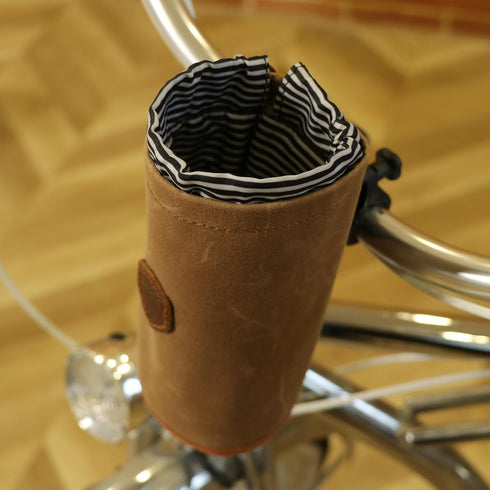Tourbon Bike Handlebar Pouch, Canvas and Leather Bicycle Water Bottle Drink Cup Holder