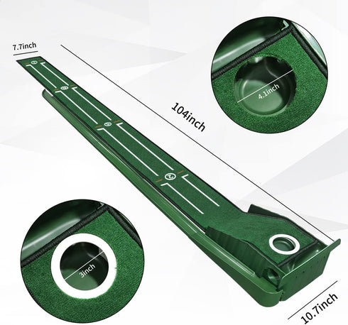 Indoor Putting Green Set, 8 Feet Putting Mat with Auto Ball Return, Perfect Gift for Men, Home Office
