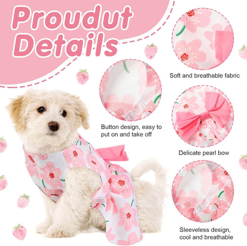 5 Pieces Cute Dog Dress - Summer PET Puppy Clothes with Bow Knot for Small Pets, 5 Styles (Large)