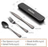 Travel Cutlery Set with Case Portable Silverware Utensils Set,4-pieces Stainless Steel Reusable Flatware Set Cutlery Set for Camping Picnic Hiking Office, Dishwasher Safe (6.7inch, Matte Black) by Selafun