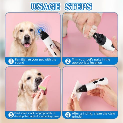 ONRSV 2-Speed Trimmer, Silent Groom Pro Nail Grinder, Rechargeable Quiet Dog Nail Gentle Electric Pet Nail Grinder Tool