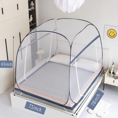 Pop Up Mosquito Net Tent for Beds, Portable Foldable Mosquito Netting with Net Bottom for Kids Indoor Outdoor