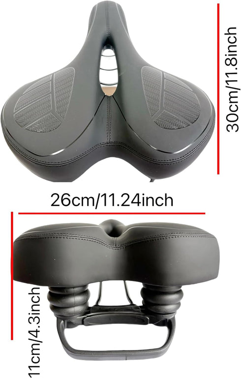 INXING 11.24inch Memory Foam Extra Wide Comfort Bike Seat Cushion for Unisex - Bicycle Large Soft Foam Seat Cushion
