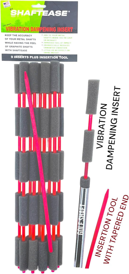 Golf Shaft Vibration Dampening Inserts - Metal Golf Shafts, Stops Unwanted Vibration, Includes 9 Inserts & Tool