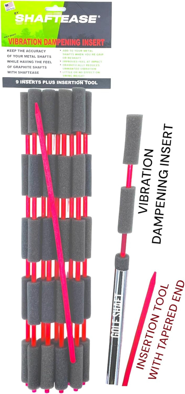 Golf Shaft Vibration Dampening Inserts - Metal Golf Shafts, Stops Unwanted Vibration, Includes 9 Inserts & Tool