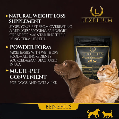 Organic Weight Management Supplement for Cats & Dogs, 100% Natural Powder, Helps with Weight Loss, 200 Grams
