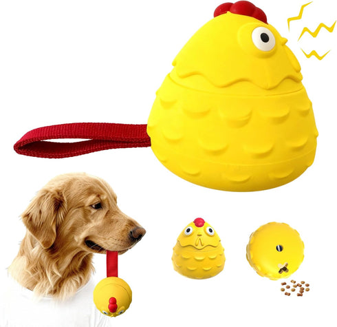 LuciPaw Interactive Dog Toy Ball - Squeaky Treat Dispenser, Pull Handle & Wobble