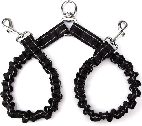Double Dog Leash for Two Dogs - No Tangle, Comfortable Shock Absorbing Bungee Leash