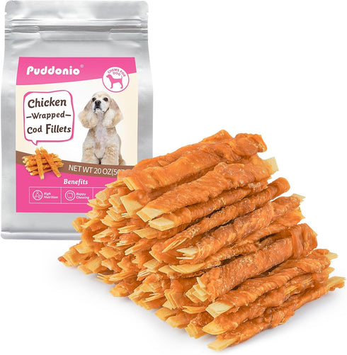 Dog Treats, Chicken Wrapped Cod Fillets, Rawhide Free Healthy Dog Snacks, Soft