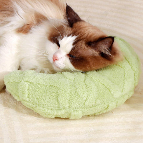 Little Pillow for Cats Puppies, Ultra Soft Warm Fluffy Macaron Color Toy Half Donut Cuddler for Joint Relief