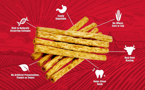Healthy Chewers Natural Collagen and Beef Sticks for Dogs | 100 Count | High Protein Limited Ingredient Chews