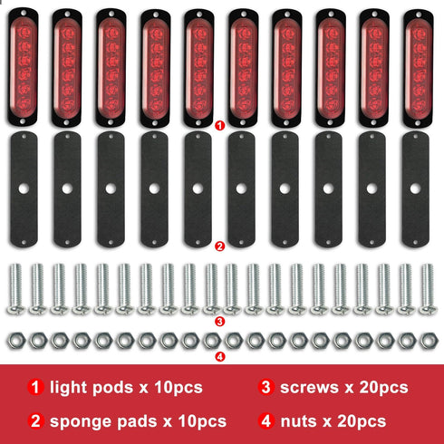 LED Marine Courtesy Boat Interior Lights, IP68 Waterproof, Surface Mount for Deck, Cabin, Cockpit, Dinghy, Kayak, 10Pcs