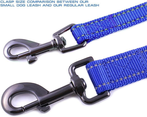 Max and Neo Small Dog Reflective Nylon Dog Leash - We Donate a Leash to a Dog Rescue for Every Leash Sold (BLUE, 4x5/8)