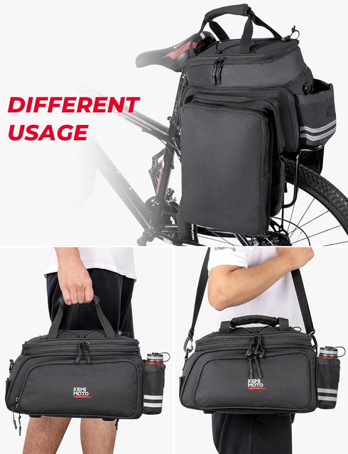 KEMIMOTO 20L Capacity Bike Rear Rack Bag, Water Resistant Bicycle Pannier with Rain Cover
