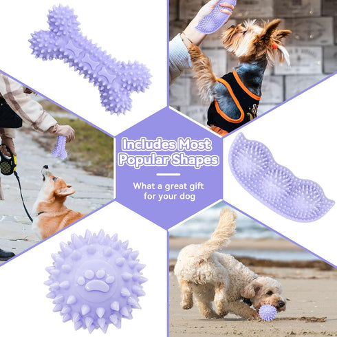 6 Pack Puppy Teething Toys, Cute Purple Chew Toys for Puppies 0-6 Months, Soft Rubber Rope