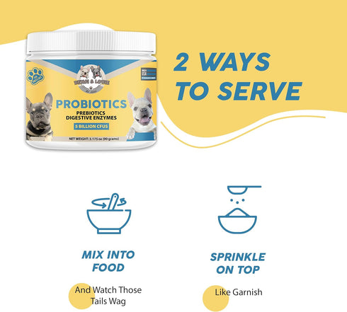 Dog Probiotics and Cat Probiotics, 5 Billion CFUs + Prebiotics for Digestive Health & Immune Support