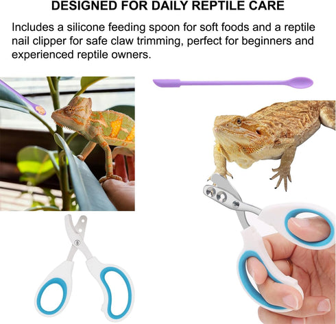 Enochainchin 10pcs Set Bearded Dragon Tank Accessories Kit Reptile Water Food Bowl, Feeding Tongs with Rubber Tip