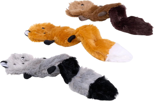 Pack Pack, 11" ZippyPaws Skinny Peltz - No Stuffing Dog Toy to Keep Them Busy, for Small and Medium Dogs, Squeaky Pet