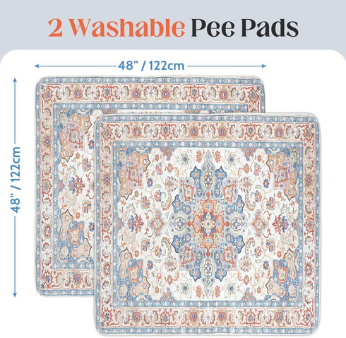 2 Pack 48"x48" Washable Pee Pads for Dogs Reusable Puppy Training Pads Super Absorbent Waterproof Dog Training Pads