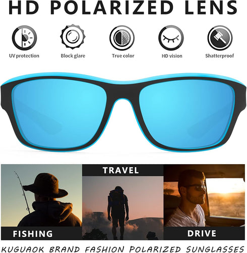 KUGUAOK Polarized Sports Sunglasses for Men, 100% UV Protection Goggles for Driving and Fishing