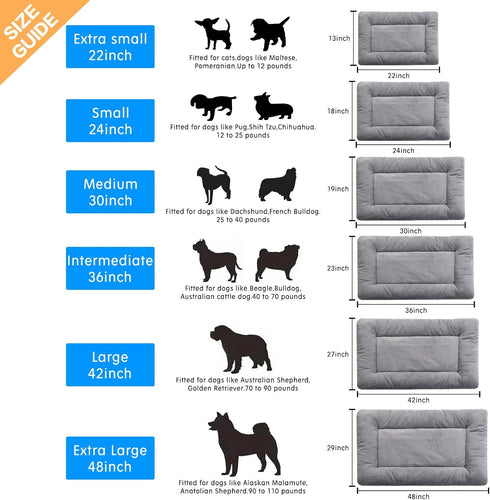 Dog Beds Crate Pad for Small Dogs, Ultra Soft Washable & Anti-Slip Kennel Pad, Cat Bed Mat, Gray 24inch