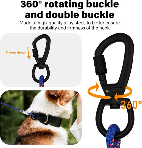 4/5/6 FT Chew Proof Dog Leashes, Comfortable Handle Steel Cable Lead for Large or Medium Dogs (6FT, Blue)